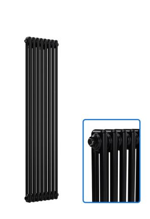 Vertical 2 Column Radiator - Black - 1500 mm x 380 mm