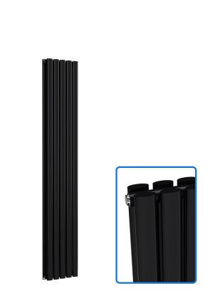 Oval Vertical Radiator - Black - 1600 mm x 300 mm - Double