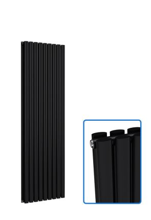 Oval Vertical Radiator - Black - 1600 mm x 540 mm - Double
