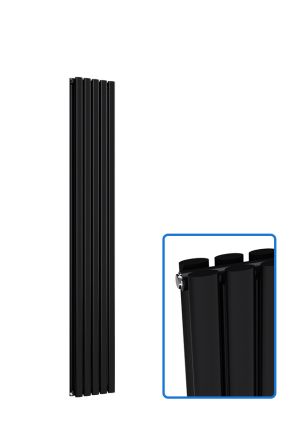 Oval Vertical Radiator - Black - 1800 mm x 300 mm - Double