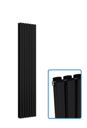 Oval Vertical Radiator - Black - 1800 mm x 420 mm - Double