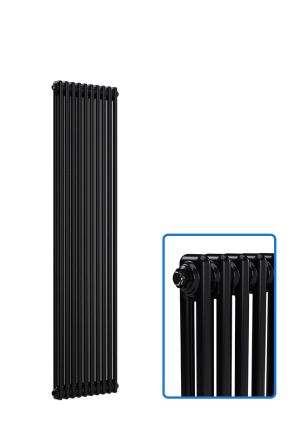 Vertical 2 Column Radiator - Black - 1800 mm x 470 mm
