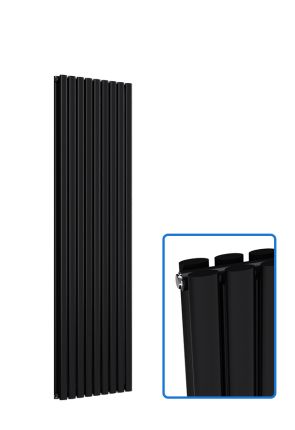 Oval Vertical Radiator - Black - 1800 mm x 540 mm - Double