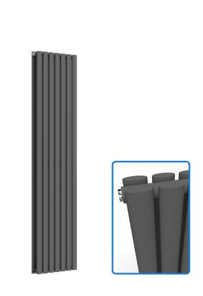 Oval Vertical Radiator - Anthracite Grey - 1600 mm x 420 mm (Double)