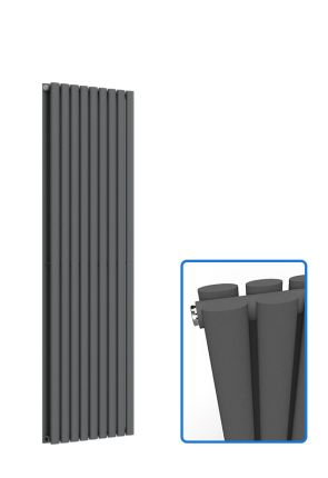 Oval Vertical Radiator - Anthracite Grey - 1600 mm x 540 mm (Double)