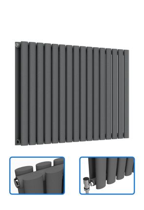 Oval Horizontal Radiator - Anthracite Grey - 600 mm x 960 mm (Double)