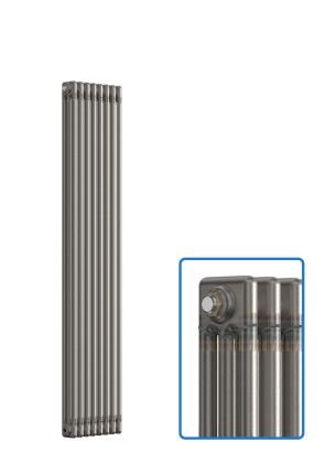 Vertical 3 Column Radiator - Bare Metal Lacquer - 1800 mm x 380 mm