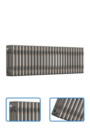 Horizontal 3 Column Radiator - Bare Metal Lacquer - 300 mm x 1190 mm