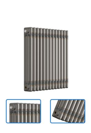Horizontal 3 Column Radiator - Bare Metal Lacquer - 600 mm x 605 mm