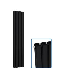 Oval Vertical Radiator - Black - 1800 mm x 420 mm - Double
