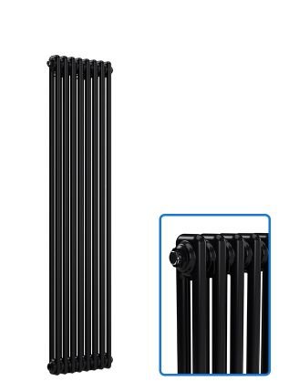 Vertical 2 Column Radiator - Black - 1500 mm x 380 mm