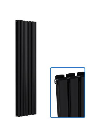 Oval Vertical Radiator - Black - 1600 mm x 420 mm - Double