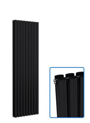 Oval Vertical Radiator - Black - 1600 mm x 540 mm - Double