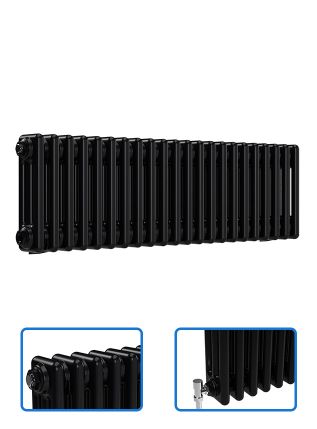 Horizontal 3 Column Radiator - Black - 300 mm x 1010 mm 