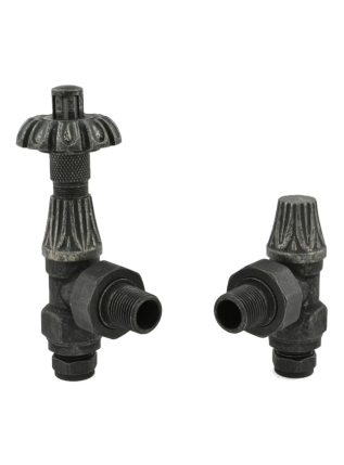 Angled Pewter Traditional Ornate Thermostatic Valve Set