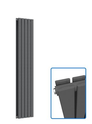 Flat Vertical Radiator - Anthracite Grey - 1600 mm x 350 mm (Double)