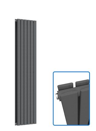 Flat Vertical Radiator - Anthracite Grey - 1600 mm x 420 mm (Double)