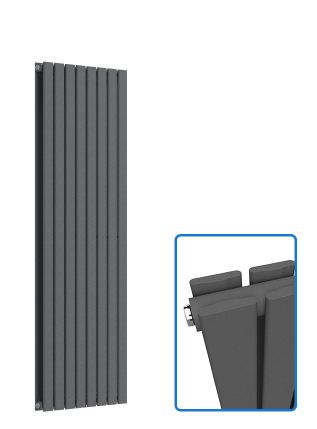 Flat Vertical Radiator - Anthracite Grey - 1600 mm x 560 mm (Double)