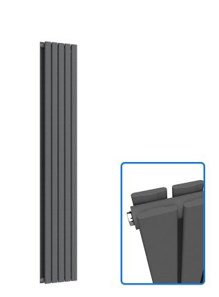 Flat Vertical Radiator - Anthracite Grey - 1800 mm x 350 mm (Double)
