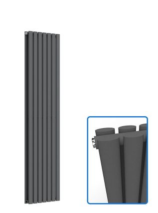 Oval Vertical Radiator - Anthracite Grey - 1600 mm x 420 mm (Double)