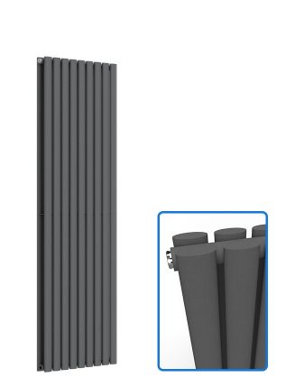 Oval Vertical Radiator - Anthracite Grey - 1600 mm x 540 mm (Double)