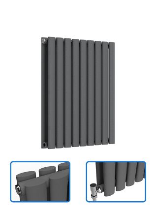 Oval Horizontal Radiator - Anthracite Grey - 600 mm x 540 mm (Double)