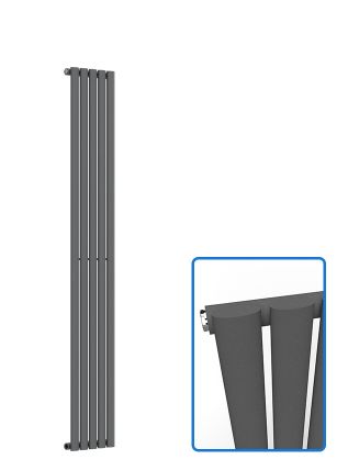 Oval Vertical Radiator-Anthracite Grey-1800 mm x 300 mm (Single)