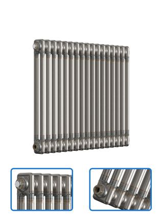 Horizontal 2 Column Radiator - Bare Metal Lacquer - 600 mm x 785 mm