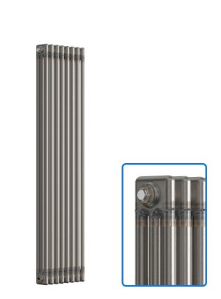 Vertical 3 Column Radiator - Bare Metal Lacquer - 1500 mm x 380 mm