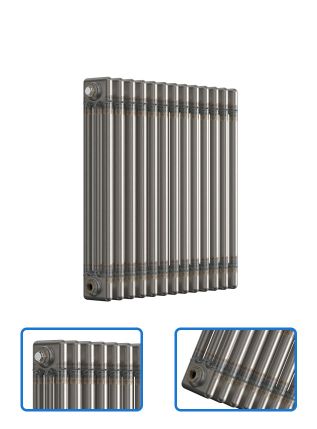 Horizontal 3 Column Radiator - Bare Metal Lacquer - 600 mm x 605 mm