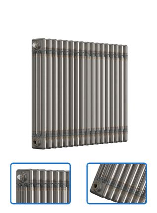 Horizontal 3 Column Radiator - Bare Metal Lacquer - 600 mm x 785 mm