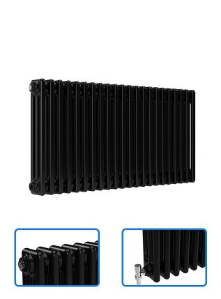 Horizontal 3 Column Radiator - Black - 500 mm x 1010 mm