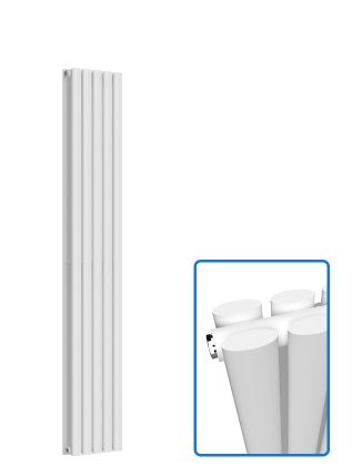 Oval Vertical Radiator - White - 1600 mm x 300 mm (Double)