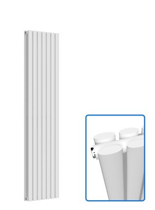Oval Vertical Radiator - White - 1600 mm x 420 mm (Double)