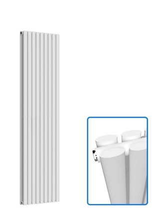 Oval Vertical Radiator - White - 1800 mm x 540 mm (Double)