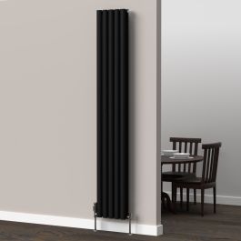 Oval Vertical Radiator - Black - 1800 mm x 300 mm - Double