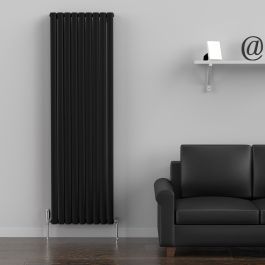 Oval Vertical Radiator - Black - 1800 mm x 540 mm - Double