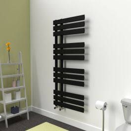 Open-Flat Towel Radiator - Black - 1180 mm x 500 mm