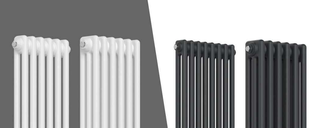White and anthracite grey column radiators.